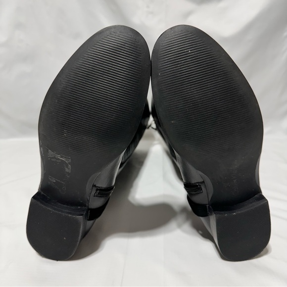 Calvin Klein Sleek Black Equestrian Riding Boots with Chrome Spur Heelbands sz 9 - Picture 9 of 9